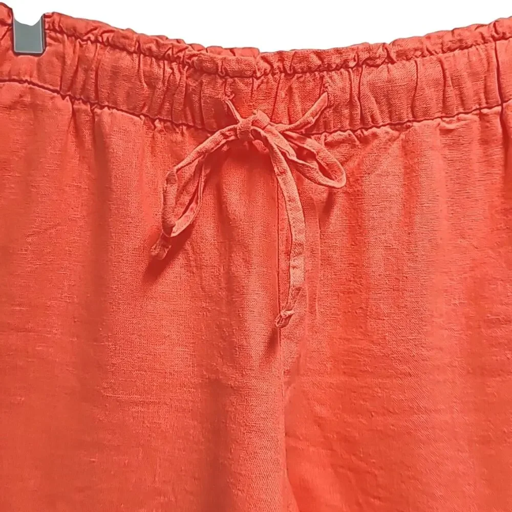 GAP Womens Linen/Rayon Blend Elastic Waist 4 Pocket Coral Shorts Size S (NWT)